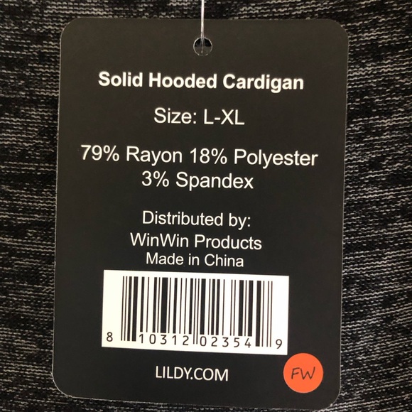 Lildy L/XL Gray-Streak Cardigan w/ Hood - Picture 2 of 4